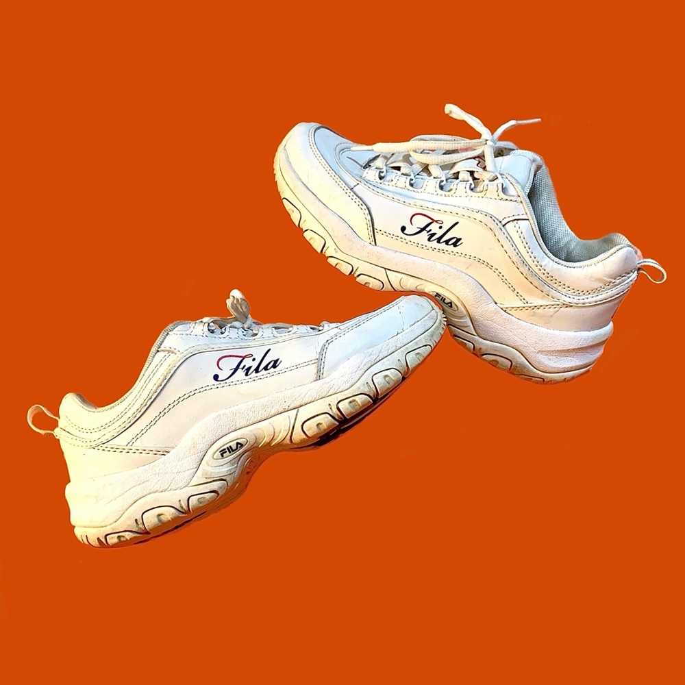 White Fila Strada G Leather Sneakers (90s/Y2K Style) Women's 7.5
